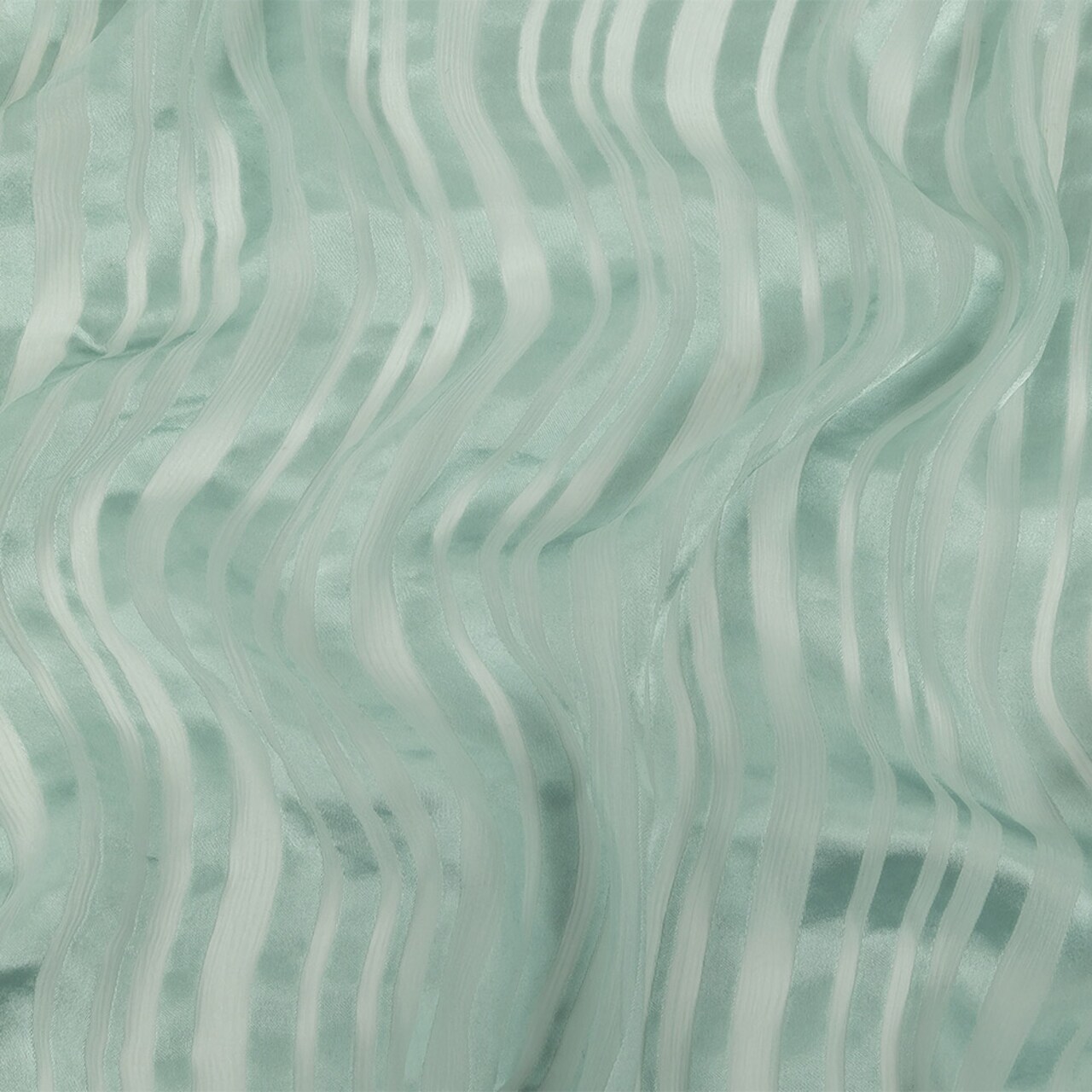 1 Yard Seafoam Crinkled Silk Chiffon Fabric with Satin Stripes for Dresses 50" Width